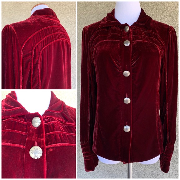 “Double D Ranch” Red Wine Velvet Jacket Exquisite - Picture 3 of 8